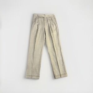 Incotex Venezia 1951 Dress Trouser Pants Mens 31 x 32 Wool Check Tan Cuffed tab